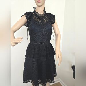 Chelsea28 black navy eyelet dress